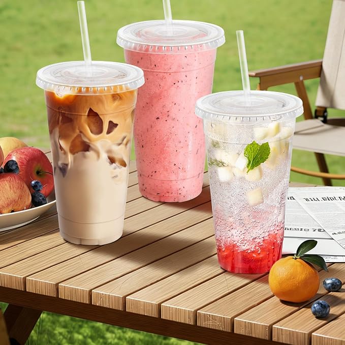 Clawsoff 50 Pack 24 oz Clear Plastic Cups - Image 5