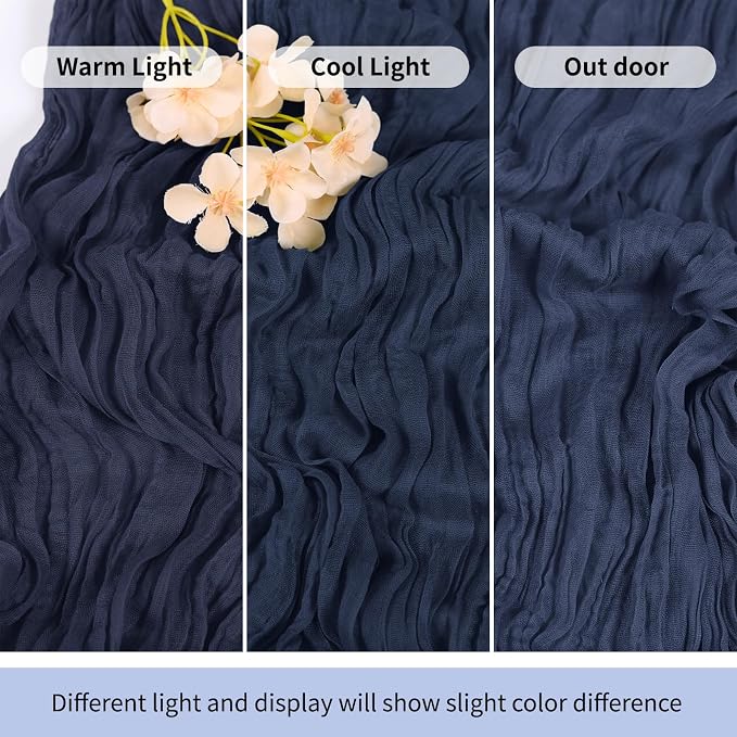 6 Pack Navy Blue Cheesecloth Table Runner 17x108 Inch Semi Sheer Boho Gauze - Image 7