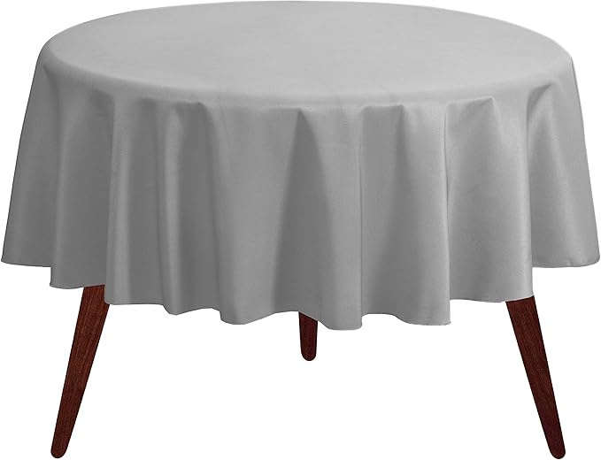 Gee Di Moda Round Tablecloth - 108 Inch Silver Round Table Cloth for 48 to 72 Inch Round Tables - Heavy Duty Washable Fabric - for Buffet Table, Holiday Party, Dinner, Wedding & Baby Shower