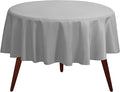 Gee Di Moda Round Tablecloth - 132 Inch Silver Round Table Cloth for 72 to 96 Inch Round Tables - Heavy Duty Washable Fabric - for Buffet Table, Holiday Party, Dinner, Wedding & Baby Shower