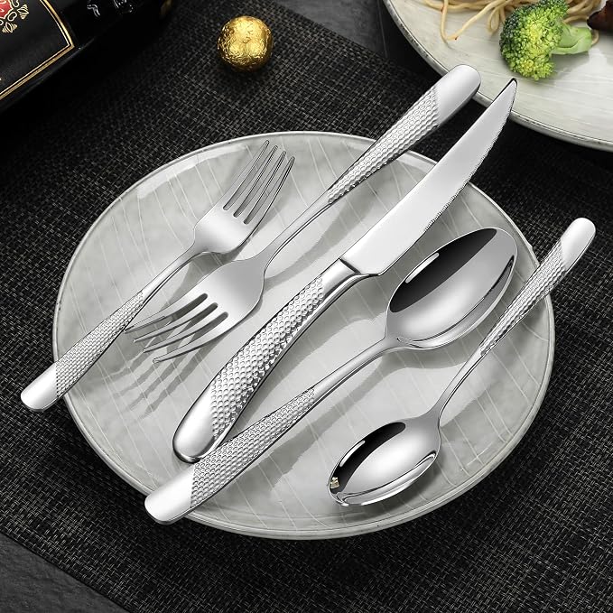 20-Piece Hammered Silverware Set - Image 2