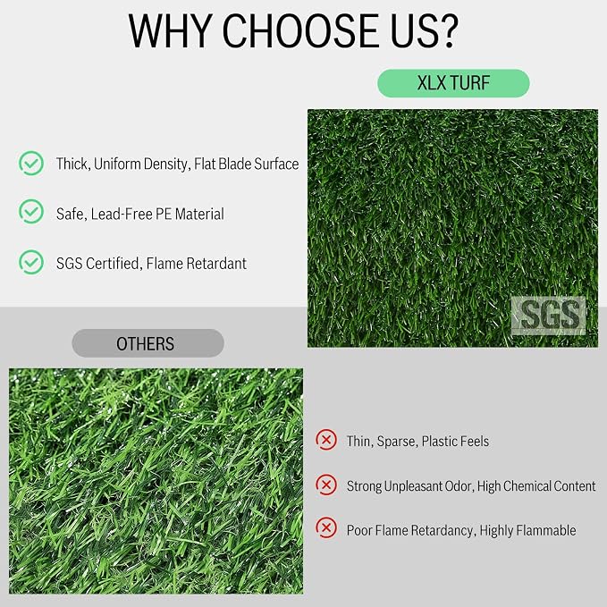 XLX TURF 8 Pack Artificial Grass Square Mats, Turf Patch - Image 5