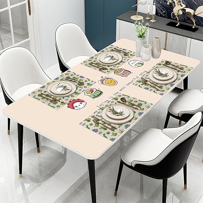 Cactus and Succulent Watercolor Placemats Set of 6 Washable Table Mats for Kitchen Dining Table,Heat-Resistant Place Mats for Indoor Outdoor Party Holiday Decoration