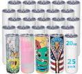 25 Pack 20oz Sublimation Tumbler Blanks Skinny Straight in Bulk | Stainless by UIRZOTN