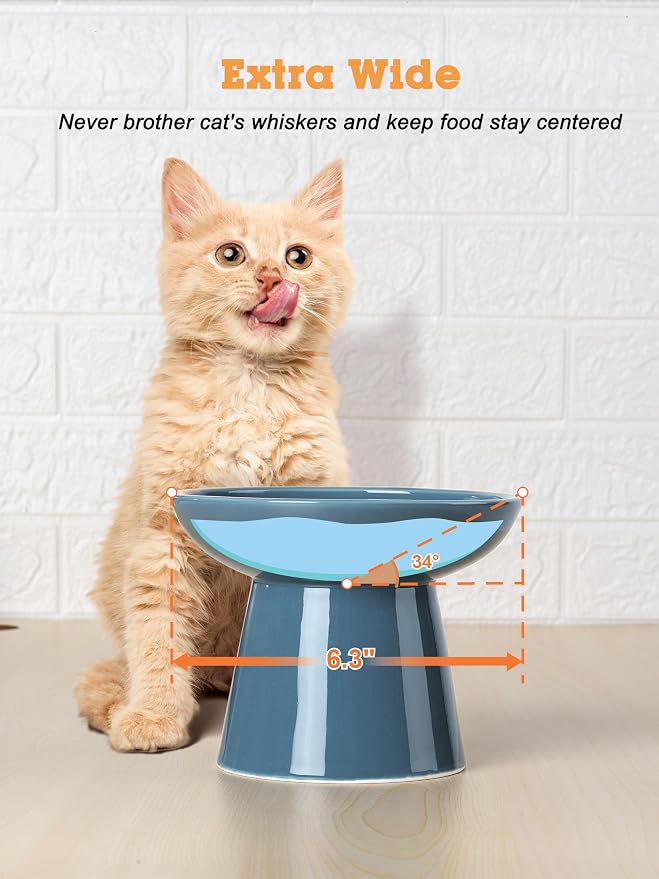 LoeJan Elevated Cat Food and Water Bowls Set, Extra Wide and Raised Ceramic - Image 7