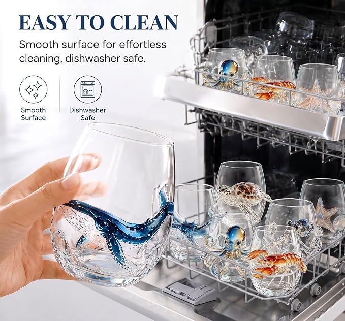 Coral Reef 3D Ocean Glassware, Unique Embossed Wine Glass Tumbler | Artisanal - Image 8