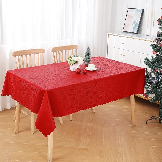 Smiry Rectangle Table Cloth, Waterproof Heavy Duty Vinyl Tablecloths, Wipeable Washable Table Cover for Kitchen and Dining Room (Red, 70" X 120")