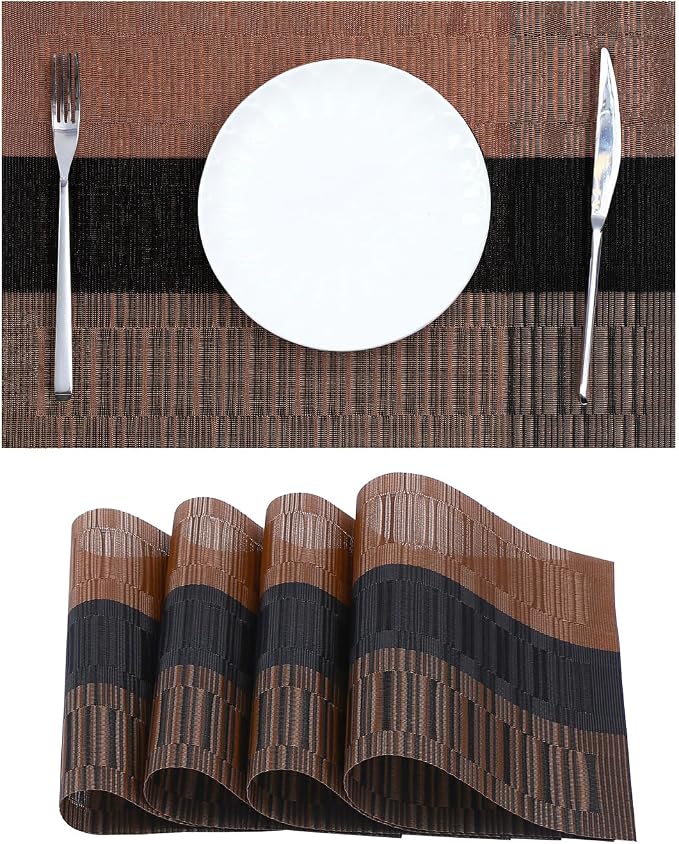 Leetaltree Brown with Black Striped Placemats Set of 4 by Leetaltree-ArtatEveryTable