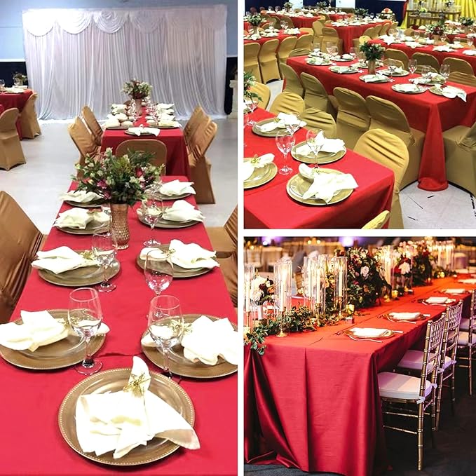 8 Pack Red Tablecloth 60 x 102 Inch Rectangular Valentine’s Day Table Cloth for 6 Foot Rectangle Tables, Wrinkle Resistant Washable Polyester Fabric Table Covers for Party Banquet Buffet and Camping