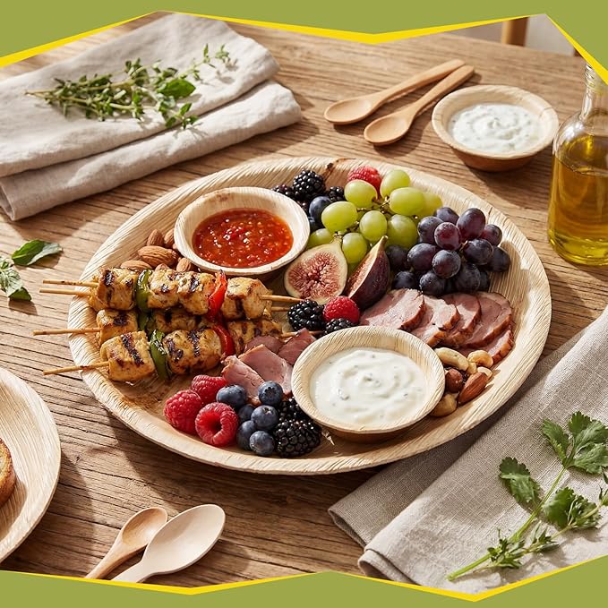 200 Pcs Small Palm Leaf Dip Bowls 2.5 Inch Disposable Palm Leaf Round Mini Dip Bowl, All Natural and Compostable Small Bamboo Plates for Dips Soy Sauce Charcuterie Board and Finger Foods