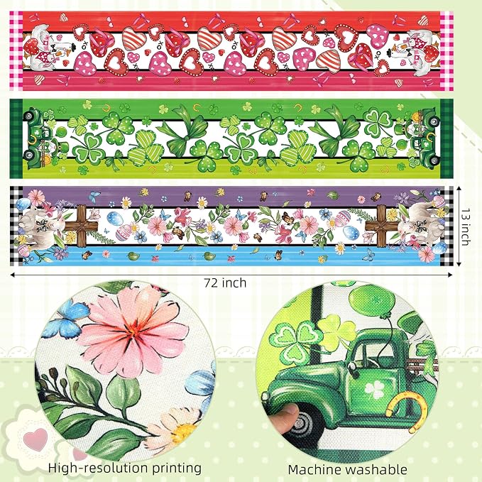 3 Pcs Easter Table Runners Seasonal Farmhouse Table Decor 13x72 Inch St - Image 4
