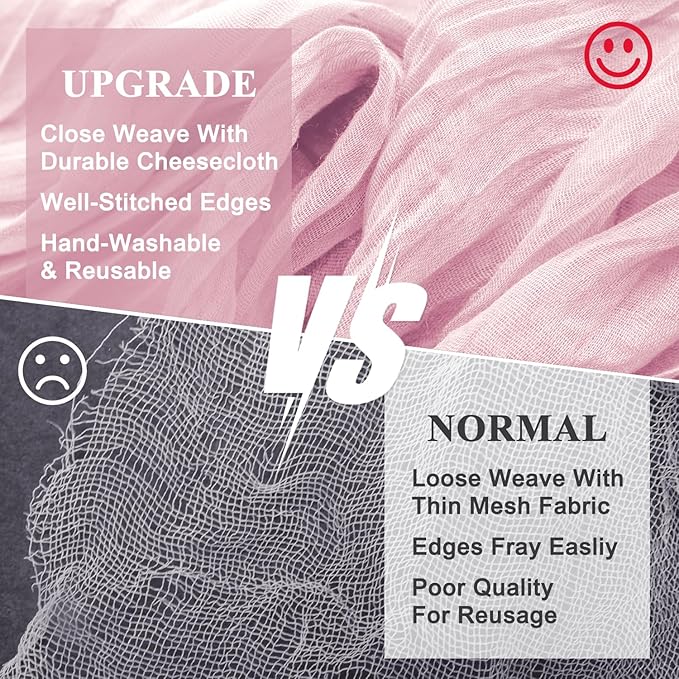 Cheesecloth Table Runner Blush Pink 10FT Boho Gauze Runner, 12 Pack | 120 Inch - Image 4