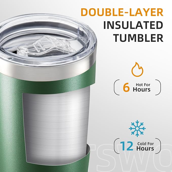 20oz Tumbler Bulk with Lid Stainless Steel Tumblers, 6 Pack | Leak Proof Lid - Image 2