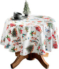 Maison d' Hermine Table Cloth Round Table 100% Cotton 63 Inches Fall Tablecloth Reusable Everyday Use for Thanksgiving Christmas Decorations Dining Farmhouse Party (Chromo)