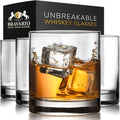 Bravario Unbreakable Whiskey Glasses, Plastic Rocks Glasses — 12.5 oz Clear by Bravario