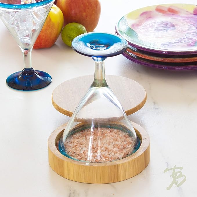 Totally Bamboo Margarita Salt Rimmer – Eco-Friendly Bamboo Glass Rimmer with Swivel Lid and Magnetic Closure | Cocktail Bar Tool for Margaritas and More
