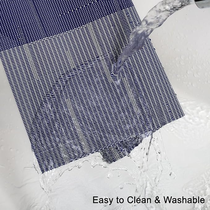 Placemats Set of 4, Vinyl Woven Place Mats Indoor Set of 4 Washable Wipeable PVC Table Mats Heat-Resistant Non Slip Plastic Placemat for Kitchen Dining Outdoor Table (Blue Gray, Set of 4)