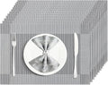 Silver Grey Vinyl Placemats Set of 12, Heat Resistant Table Placemats | 18x12 by Uolr