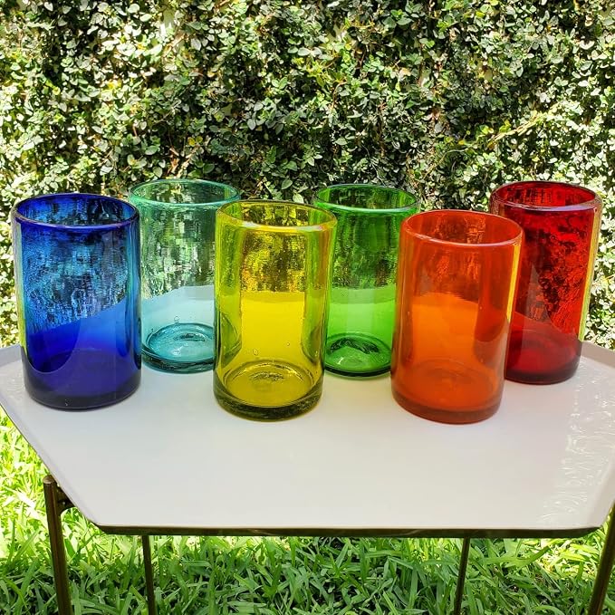 Rainbow Colored 14 oz Drinking Glasses, Recycled Glass, Toxin-Free - Image 6
