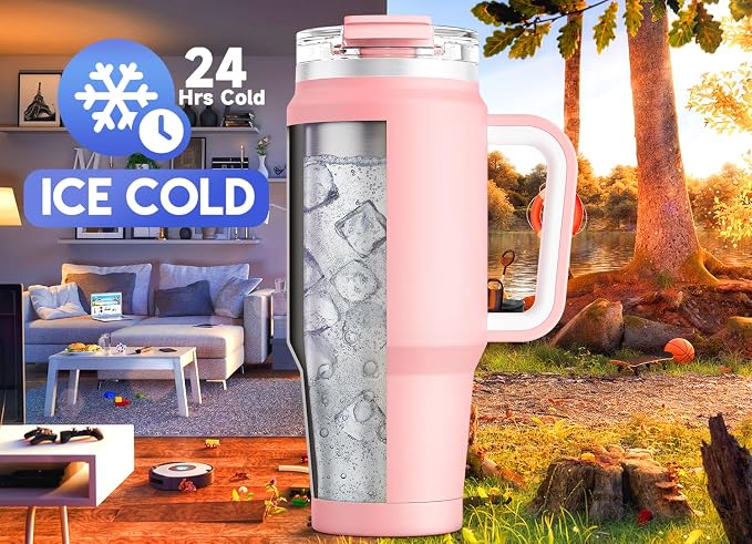 Meoky 32 oz Tumbler with Handle, Insulated Tumbler with Lid and Straw, - Image 2