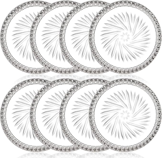 AVLA 8 Pack Crystal Drink Coasters, Glass Round Cup Mat, Dining Room, Coffee by AVLA