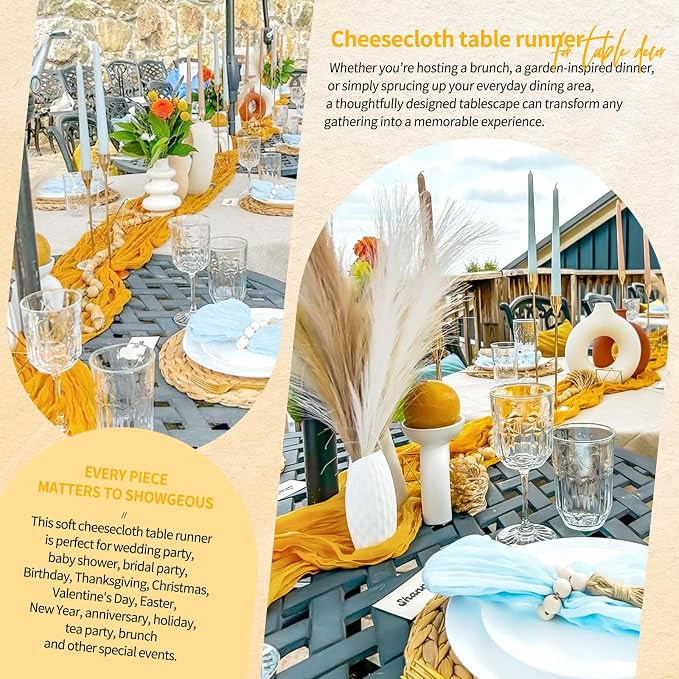 4 Pack Cheesecloth Table Runner 10FT Gold Table Runner Boho Gauze Cheese Cloth - Image 8