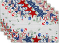 4th of July Placemats Set of 4 Patriotic America Flag Stars Rectangle Table Mats 12x18 Inch Country Rustic Holiday Kitchen Dining Home Outdoor Party Table Decoration