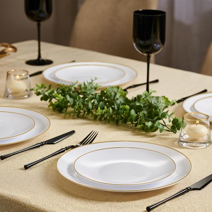 PLASTICPRO 32 Piece Combo Plates Set includes 16-7'' inch Plate & 16-10'' - Image 2