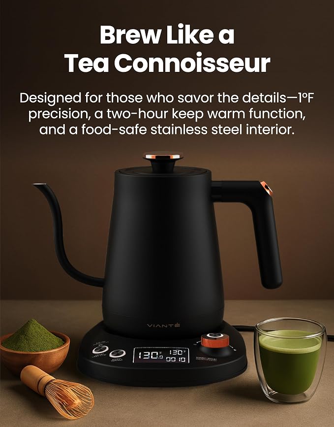 Viante Electric Gooseneck Kettle 0.8L, Pour Over Coffee & Tea, Temp Control | - Image 10
