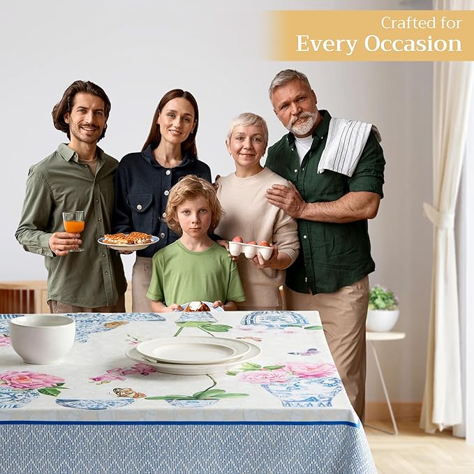 Maison d' Hermine Table Cloth Rectangle Table 100% Cotton 60 x 108 Inches Tablecloth Reusable Decorative for Dining Room Farmhouse Home Valentines Day Decorations Spring Summer - Canton