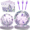 96Pcs Purple Party Supplies Lavender Paper Plates Napkins Summer Decoration | by Justforjoyful