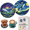 Starry Night Style Whale Funny Round Magnetic Coaster Set of 2 Doubles as by Unknown