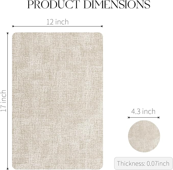 MOSAYT Placemats Set of 8, Heat Resistant Vinyl Place Mats with Coasters, Wipeable Washable 100% Waterproof Oil Proof Faux Leather Table Mats for Kitchen Dining Party Indoor Outdoor, 12" x 17", Beige
