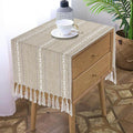 Bedside Table Runner 15.7 x 36 inches, Rustic Linen Small Coffee Table Cover by TIOSGGD