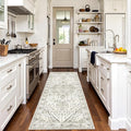 Deerly 2x7 Runner Rugs - Washable Kitchen Rugs with Non Slip Backing, Non-Shedding Cream Runners Rug for Hallways Boho Vintage Long Rug for Bedroom(Border Cream 2x7)