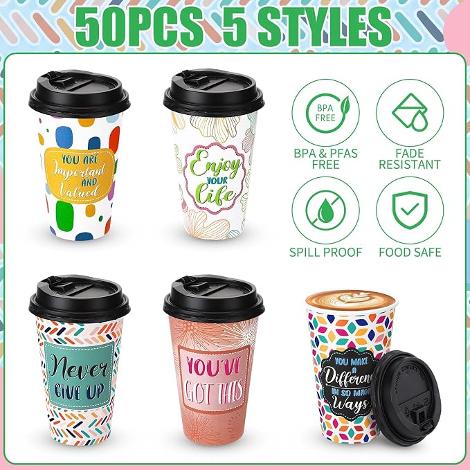 50 Pack 16 oz Disposable Coffee Cups - Image 2