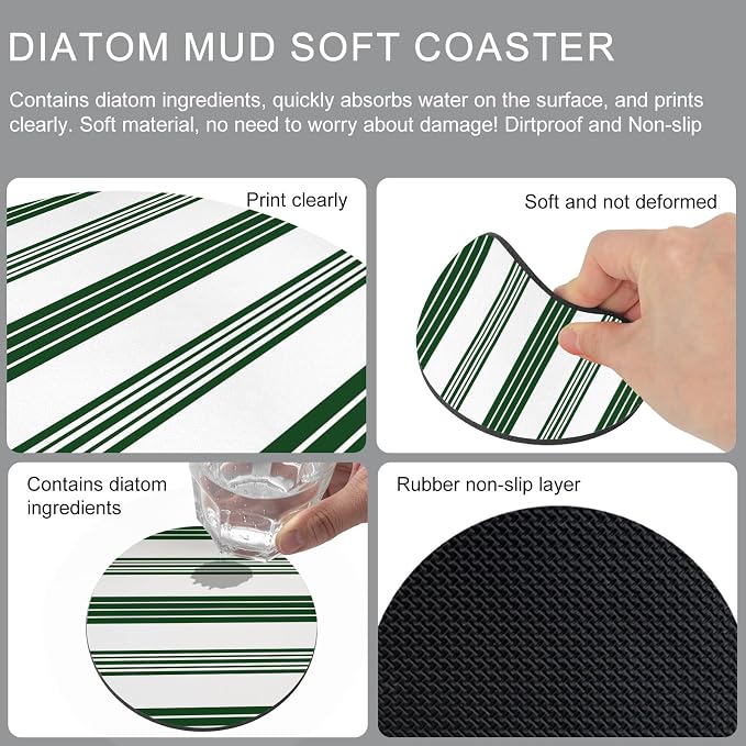 Black Striped Coasters Set of 2, Absorbent Coasters - Image 9