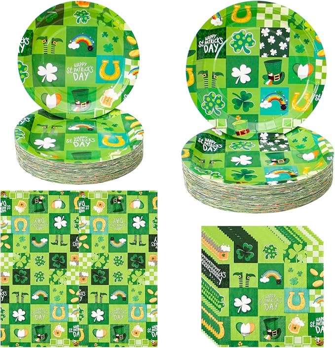 180Pcs St Patricks Day Party Supplies Paper Plates and Napkins Serve 60 | by Hpscdyo