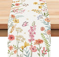 Bonhause Spring Floral Table Runner 13x72 Inch Pink Flowers Green Leaves by Bonhause