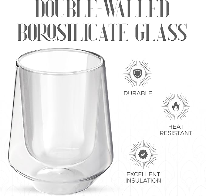 Elle Decor Double Wall Insulated Glasses, 2-Piece 8 oz Clear Borosilicate Glass - Image 6