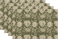 Boho Place mats Set of 4,12x18 Inches Sage Green Block Print Floral Decorative Spring Summer Flower Decor Placemats Rectangle Linen Table Mats for Party Home Kitchen Dining Table Decoration