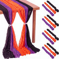 12 Pcs Halloween Cheesecloth Gauze Table Runners Black Orange Purple | Holiday by Remagr