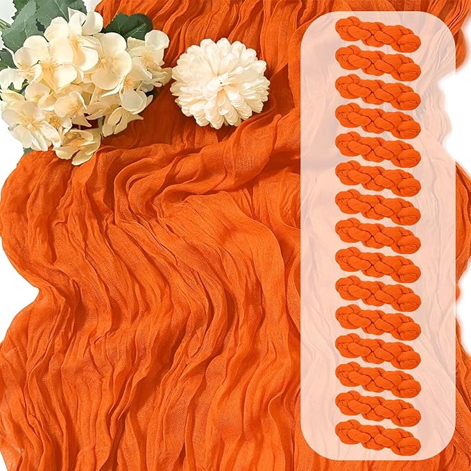 15 Pack Orange Cheesecloth Table Runner 17 x 108 inch Cheese Cloth Table by Yorcari