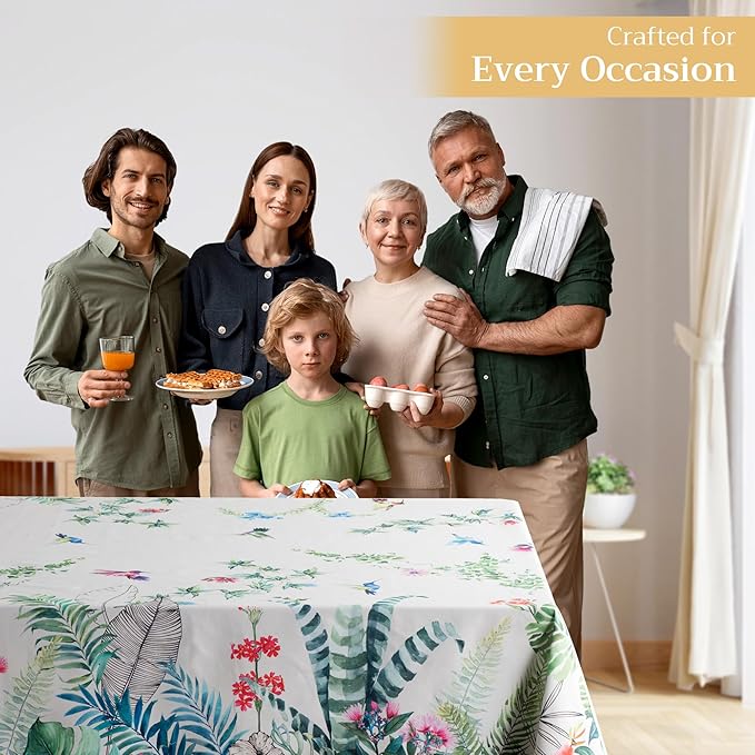 Maison d' Hermine Table Cloth Rectangle Table 100% Cotton 60 x 108 Inches Tablecloth Reusable Decorative for Dining Room Farmhouse Home Valentines Day Decorations Spring Summer - Tropiques
