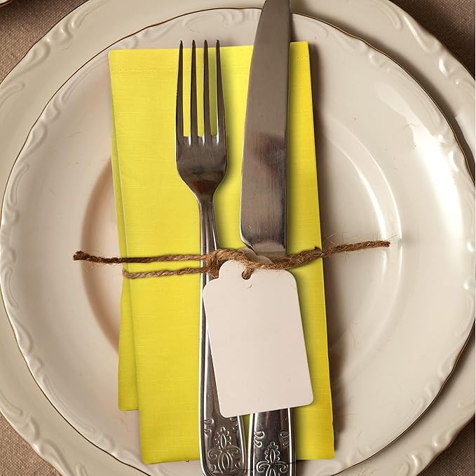 Urban Villa Yellow Napkins Solid Set of 6 Cloth Dinner Napkins Size 20x20 Inches Cloth Napkins 100% Cotton with Mitered Corners Ultra Soft DinnerNapkins
