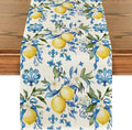 Artoid Mode Blue Lemon Iris Summer Table Runner, Seasonal Spring Kitchen Dining by ArtoidMode