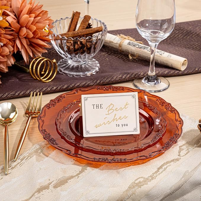 U-QE 100PCS Amber Plastic Plates - Image 7