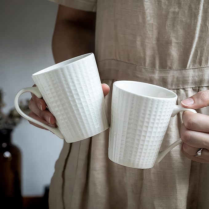 ONIGIRI Coffee Mugs Set of 4, Elegant Embossed Ceramic Coffee Cups, 300ml/10oz - Image 7