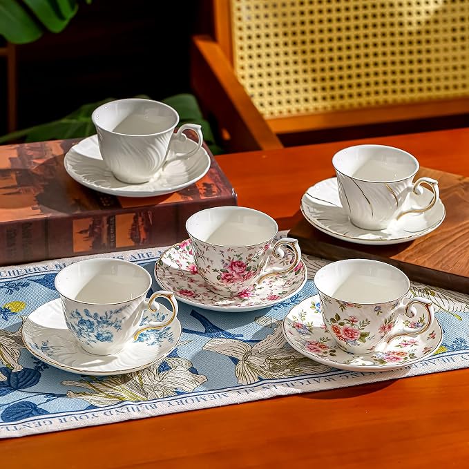Agyiuns tea cups and saucers ceramic coffee mug 6oz - Image 5