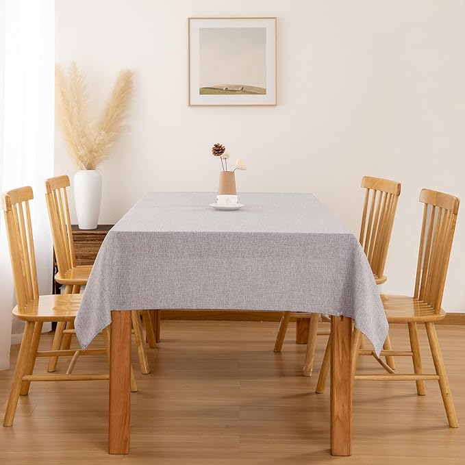 Hiasan Faux Linen Rectangle Tablecloth - Wrinkle and Stain Resistant Washable Table Cloth for Kitchen Dining Room Holiday Table Cover for Dinner, Stone, 70 x 120 Inch